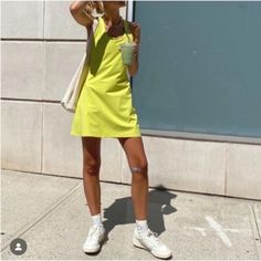 New Without Tags! Neon Yellow Color. Perfect Tennis Dress For Summer Time Polo Tennis Dress, Exercise Dress, Athena Dresses, Funky Dresses, Court Dresses, Athletic Dress, Dress For Summer, Outdoor Voices, Racerback Dress