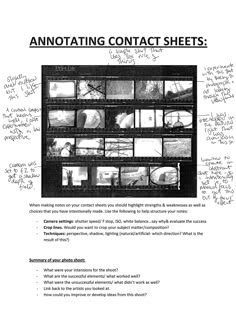 an advertisement with writing on it that says annotating contact sheets