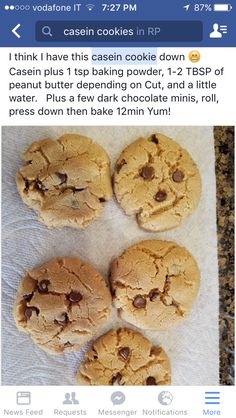 some cookies are sitting on top of a white towel and there is an instagram post about them