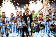 the argentina team celebrates with the trophy after winning the world cup in 2010 photo afp / getty images