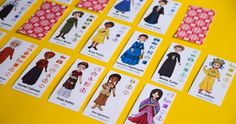 the cards have different designs on them for children to learn how to make their own clothes