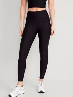 High-Waisted PowerSoft 7/8 Leggings | Old Navy Cross Leggings, Old Navy Leggings, Perfect Leggings, Fitness Wear Outfits, Fitness Wear, Workout Outfits, Compression Fabric, Ribbed Leggings, Navy And Brown