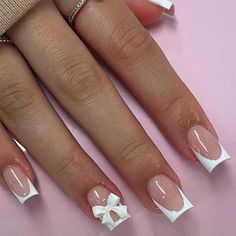 Fake Nails White, Square Nail Designs, Nagel Tips, Short Square Nails, French Tip Acrylic Nails, Short Square Acrylic Nails, Fake Nail, White French