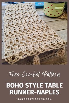 Bohemian crochet table runner free pattern Crochet Table Runner Free Pattern Rectangle, Boho Crochet Patterns, Boho Table Runner, Loom Knitting Projects, Crochet Table, Bohemian Vibes