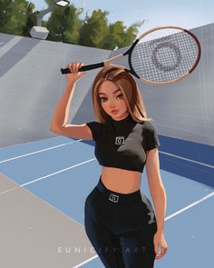 a woman holding a tennis racquet on top of a tennis court