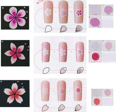 Flowered Nails, Belle Nails, Tulip Nails, Orchid Nails, Ring Finger Nails, Les Nails, Nail Courses, Nail Art Techniques, Nail Art Gel