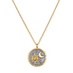 Celestial Birthstone Necklace - May – Satya Online Satya Jewelry, Sun And Moon Necklace, Celestial Necklace, Celestial Jewelry, August Birth Stone, Gold Star, Spiritual Jewelry, Moon Necklace, March Birth Stone