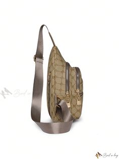 Bird in Bag - Stylish Womens Casual PU Chest Bag with Multiple Compartments, Diagonal Zipper, Chic Letter Print, Convertible Design for Single Shoulder or Crossbody Wear Beige Crossbody Bag With Zipper Closure, Beige Pouch Bag With Zipper Closure, Gold Shoulder Bag With Zipper Pocket For Travel, Beige Backpack Shoulder Bag With Zipper Pocket, Beige Backpack Shoulder Bag With Zipper, Beige Zipper Pocket Shoulder Backpack, Beige Pouch Shoulder Bag With Zipper, Beige Pouch Shoulder Bag With Zipper Closure, Gold Bag With Zipper For Daily Use