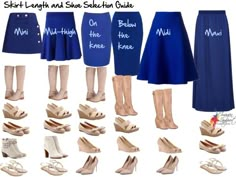 Your Essential Skirt Length and Shoe Selection Guide - Inside Out Style Áo Blu, Inside Out Style, Mode Tips, Fashion Vocabulary, Looks Style, Designer Heels, Mode Inspiration, Look Fashion, Skirt Length