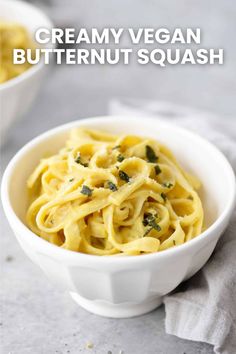 Creamy Vegan Butternut Squash Fettuccini Fettuccini Noodles, Creamy Pasta Sauce, Roasted Squash, Creamy Pasta, Shallots, Pasta Sauce, Butternut Squash, Noodles, Vegan Recipes