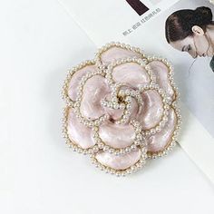 Camellia No 5 Brooch Elegant Rose Brooches, Elegant Rose-colored Brooches, Elegant Flower Shaped Enamel Pin For Formal Occasions, Elegant Formal Flower Enamel Pin, Elegant Formal Flower Shaped Enamel Pin, Rose Flower Brooch For Party, Elegant Pink Enamel Brooch Pin, Rose Colored Formal Brooches, Elegant Pink Enamel Pin