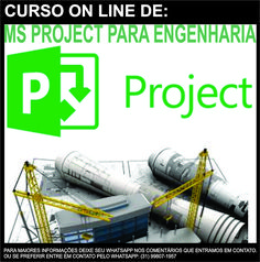 a poster with some construction equipment in front of the words project on line de ms project para engengeriaria