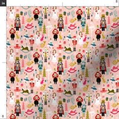 an image of a christmas pattern with teddy bears and snowmen on pink background for fabric or wallpaper