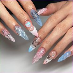 Before you think that easy nail designs are doomed to look cheap, let us show you some magnificent ideas you can do in just three steps. No one will guess it’s DIY! Press On Nails With Charms, Princess Nail Designs, French Almond Nails, Nails With Charms, Bow Nail Designs, Coffin Nail Art, French Almond, Press On Nails Almond