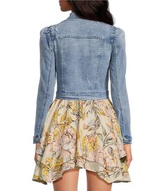 Chelsea & Violet Point Collar Long Puff Shoulder Sleeve Denim Short Statement Jacket | Dillard's Statement Jacket, Denim Short, Long Puff Sleeves, Short Jacket, Dillard's, Event Dresses, Eras Tour, Shoulder Sleeve, Puff Sleeve