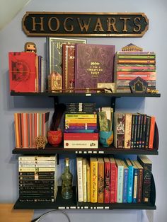 a book shelf filled with lots of books