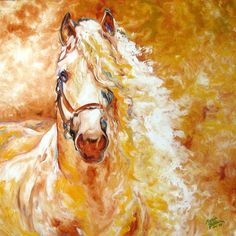 Golden Grace Andalusian Equine Poster Print - Marcia Baldwin-VARPDXMARCBA225322 Image 1 Marcia Baldwin, Abstract Horse Painting, Abstract Horse, Equine Art, Arte Animal, White Horse, Home Interiors, Horse Painting, Pics Art