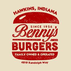 an image of a burger with the words, bemus's burgers family owned and operated