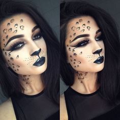 Love the cat makeup. Get rid of skin imperfections to show your beautiful makeup. Organic Sweet Potato Lotion. Full of vitamin E+A+C. www.MySkinsFriend.com Carnaval Make-up, Beautiful Halloween Makeup, Halloween Makeup Look, Leopard Makeup, Animal Makeup, Halloween Makeup Easy