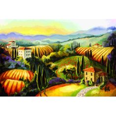 a painting of an italian countryside