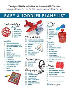 a baby and toddler plane list is shown