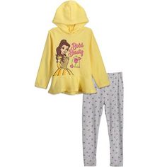 Be our guest to give your little princess the royal treatment with this Disney Beauty and the Beast Princess Belle Hoodie & Leggings! Head over to the castle for a ball full of dancing and great company like Cogsworth, Lumière, Mrs. Potts and Chip. Your little one will look so adorable in this cute, comfy and stylish long sleeve graphic hooded sweatshirt and cute and stylish leggings, she will always love wearing it. Hoodie And Leggings Outfit, Princess Hoodie, Hoodie And Leggings, Disney Princess Belle, Disney Toddler, Cozy Winter Outfits, Princess Belle, Leggings Outfit, Disney Beauty And The Beast