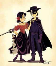 a man and woman dressed up in costumes