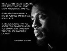 a black and white photo with a quote from chadwick bossman