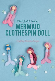 the cover of wool felt and sewing mermaid clothespin doll