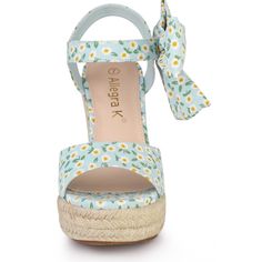 These floral printed wedges high heels add comfort and style to your everyday look. Easy to pair with favorite denim jeans, shorts, skirts, and your everyday casual wear! Featuring a bow, platform, slingback, ankle strap, floral print, and espadrille heels, these wedge sandals are versatile and stylish. Vamp is made of fabric, while the outsole and heel are crafted from PVC and TRP. Heel height is 4 1/2 inches and platform height is 1 3/8 inches. Please note that color may vary slightly accordin