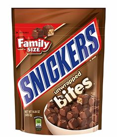 a bag of snickkers chocolate covered bites