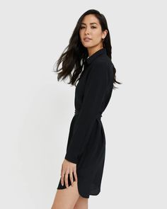 Washable Stretch Silk Shirt Dress | Quince Fitted Button-up Belted Dress For Daywear, Fitted Belted Mini Shirt Dress, Fitted Collared Belted Dress For Semi-formal, Fitted Belted Shirt Dress For Date Night, Elegant Tie Waist Mini Dress, Fitted Collared Semi-formal Belted Dress, Fitted Belted Shirt Dress For Work, Belted Long Sleeve Mini Dress For Formal Occasions, Fitted Long Sleeve Belted Dress For Daywear