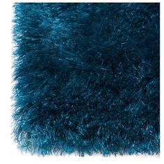 blue shaggy rug on white background