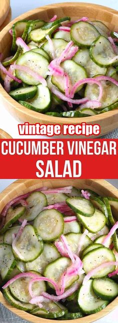 two bowls filled with cucumber vinegar salad