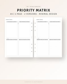 the printable priority mat is shown in white