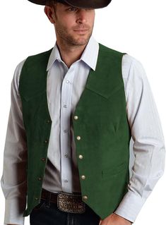 Garqia Clyon Men's Cowboy Suede Leather Vest Western Vest Cowhide Suede Waistcoat Men Vests | Amazon (US) Cowboy Suit, Mens Suit Vest, Chapeau Cowboy, Suede Vest, Men Suede, Suede Fashion, Blazer Shirt, Hot Jeans, Vests Mens