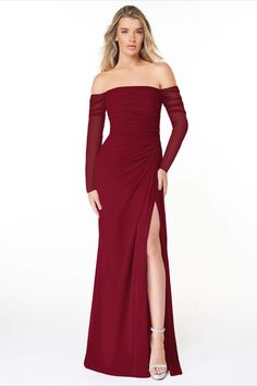 Click the link (or title) & search " Jaquelyn" to see this Bridesmaid dress. Or search by color "Burgundy" a red. We love this long sleeve, off the shoulder chiffon bridesmaid dress that is floor length. It goes with some of our invites. & It's great for boho, spring & summer weddings, winter, Christmas, rustic & fall weddings. You can get a custom size, regular, or plus size. Get this dress in other colors or get this color on other style dresses. (Azazie affiliate) Red Bridesmaid Dresses Long Sleeve, Maid Of Honor Dress Long, Bridesmaid Dresses Red Long, Long Sleeve Bridesmaid Dress, Wedding Table Designs, Wedding Braids, Christmas Rustic, Maid Of Honour Dresses, Rustic Fall Wedding