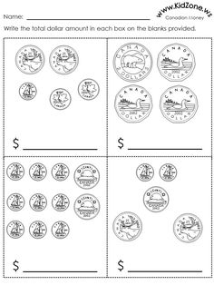 printable worksheet for counting money with pictures on it and numbers to 10