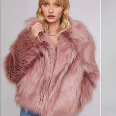 Astr The Label Pink, Fuzzy Coat, Cropped With Long Sleeves. Pink Fur Jacket, La Street Style, Short Faux Fur Jacket, Fuzzy Coat, Pink Fur, Astr The Label, Fur Fashion, Women's Coats & Jackets, Faux Fur Jacket