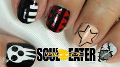 Soul Eater Inspired Nail Art Anime nails, Nails, Nail art Anime Nail, Anime Nails, Art Youtube, Kawaii Nails, Star Nails, Soul Eater