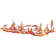 an illustration of native american teepees in the snow