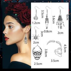 Description 【HALLOWEEN SKULL EARRINGS SET】 One order you can get 1 pair hollow skull side face earrings, 1 pair heart eyes skull earrings, 1 pair skeleton dangle earrings, 1 pair palm bone dangle earrings, 1 pair spider dangle earrings and 1 pair pumpkin dangle earrings, 6 different styles of earrings for your choice, suitable for different themes of dress, creating a strong Halloween atmosphere.【MATERIAL】 the Halloween party earrings are made of high quality alloy. The unique hollow design and Side Face, Customizable Jewelry, Skeleton Skull, Face Earrings, Skull Face, Party Earrings, Hollow Design, Handmade Jewelry Gift, Skull Earrings