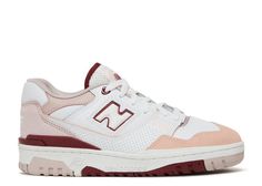 Wmns 550 'Valentine’s Day' - New Balance - BBW550ZV - white/space pink/scarlet | Flight Club Valentine Shoes, New Balance White, Pretty Shoes Sneakers, Jordan Shoes Retro, Flight Club, Shoe Wishlist, Shoes Retro, Nike Sneakers Women, Birthday List