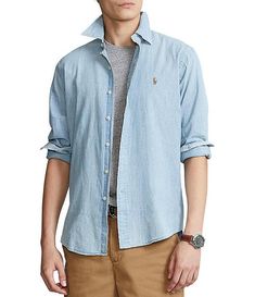 Polo Ralph Lauren Classic-Fit Button-Front Solid Chambray Shirt | Dillard's Chambray Shirt, Dillard's, Chambray, Polo Ralph, Clothing Accessories, Polo Ralph Lauren, Ralph Lauren, How To Wear, Clothes