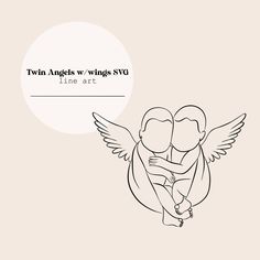 an angel holding a baby in his arms with the words twin angels wings svg