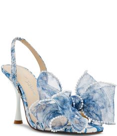 Homecoming Heels, Blue By Betsey Johnson, Mesh Bows, Pearl Bow, Betsey Johnson Shoes, Bow Sandals, Bow Heels, Bow Dress, Blue Heels