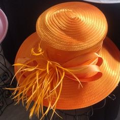 Nice Orange Hat Classic Mini Hats For Beach Spring Season, Classic Mini Hats For Beach In Spring, Orange Curved Brim Sun Hat For Spring, Orange Brimmed Spring Hat, Orange Curved Brim Hat For Spring, Orange Wide Brim Straw Hat For Spring, Orange Straw Hat With Curved Brim For Spring, Orange Curved Brim Straw Hat For Spring, Spring Orange Straw Hat With Curved Brim