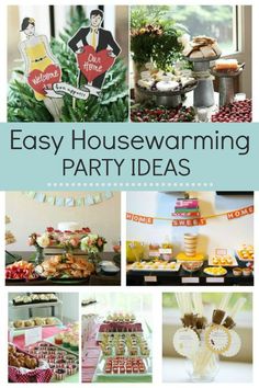 a collage of photos with the words 5 housewarming party ideas