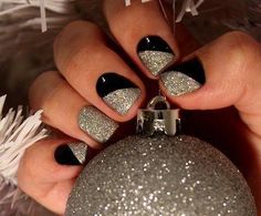 New Years Eve Nails! New Years Eve Nails, Silver Nail, Christmas Nail Art Designs, Glitter Party, Party Nails, Get Nails, New Year's Nails, Prom Nails, Christmas Nail Art