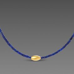 Lapis Necklace with Gold Rice Bead – Ananda Khalsa Gold Single Strand Lapis Lazuli Beaded Necklace, Elegant Gold Beaded Necklaces With Lapis Lazuli, Gold Lapis Lazuli Faceted Beads Necklace, Gold Lapis Lazuli Necklace With Faceted Beads, Lapis Necklace, Rice Bead, 22k Gold, Delicate Bracelet, Deep Blue